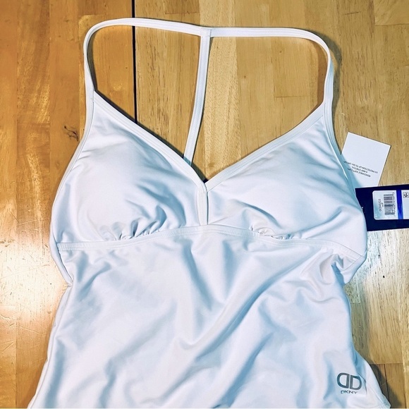 DKNY Women's Standard Elastic Strap White One Piece Swimsuit XL Beach, pool cute - Picture 4 of 13